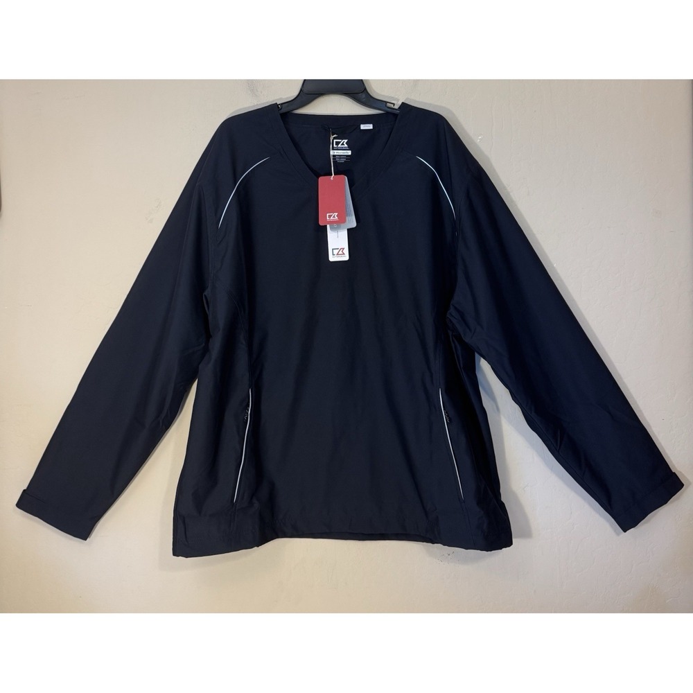 Cutter & Buck Jacket Men XXL WeatherTec Vneck Golf Pullover Navy Windbreaker NEW